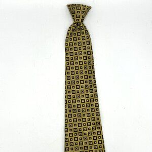 Custom Tailor  Vintage  Gold & Black Clip On Tie 17" Long